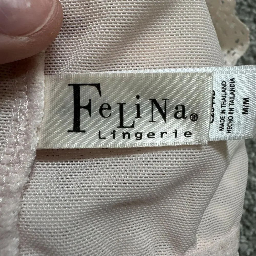 Felina Lingerie Bralette Womens Medium Pink Lace Racerback Wireless Sexy Girly